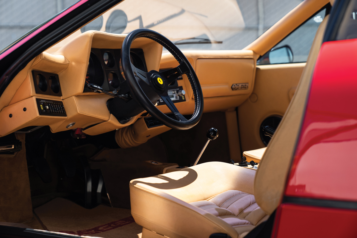 Interior of 1984 Ferrari 512 BBi offered at RM Sotheby’s Monterey live auction 2019